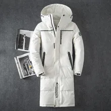 Хит, толстый зимний пуховик, Мужская теплая брендовая одежда, Качественная мужская длинная куртка на белом утином пуху, пуховая парка