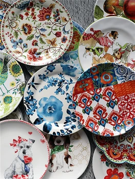 

1Pcs Creative ceramic plate tableware irregular flower shape hand-painted dish salad dessert cake sushi plate sashimi flat plate