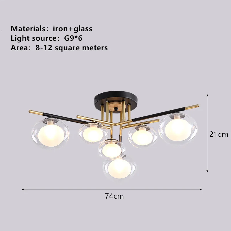6 Lights Современный G9 светодиодный Люстра для домашнего освещения светильники фойе Ресторан подвесной светильник гостиная подвесной светильник Лофт деко скандинавские светильники - Цвет абажура: 6 Lights