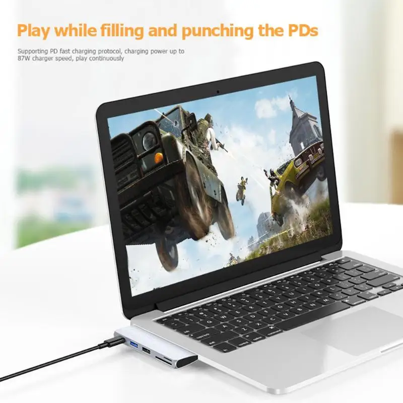 Концентратор конвертер тонкий дизайн Практичный Прочный HW-TC40 5 в 1 usb type-C PD Быстрый USB3.0 USB2.0 SD TF карта адаптер