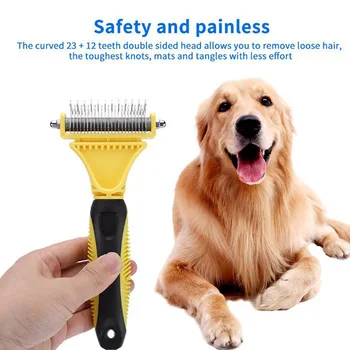 

Stainless Double-sided Pet Cat Dog Comb Brush Professional Large Dogs Open Knot Rake Pet Grooming Products