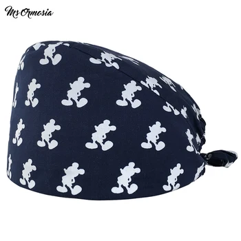 

medical nurse cap new Cotton Scrub Caps for Women and men Hospital Medical Hats Printing Tieback Elastic Section Surgical Caps