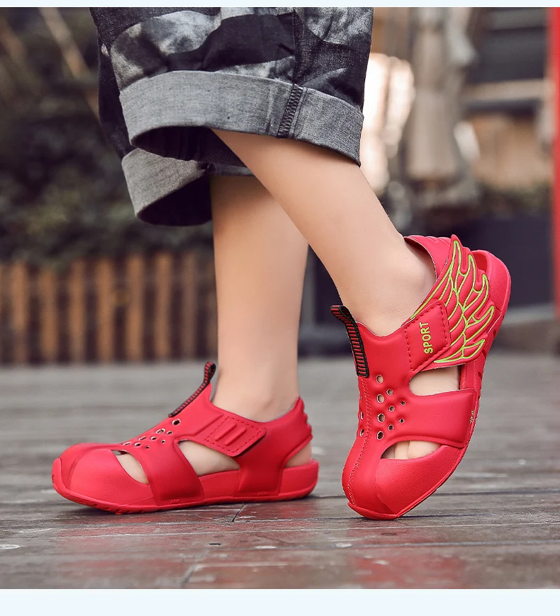 TuYao Girls Brand Designer Sandal Toddler Water Little Boy Shoes Summer Beach Lightweight Soft Non-slip Infant Wing Shoes