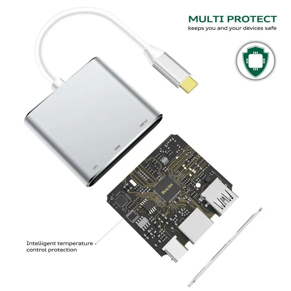 Type C USB 3,1-USB-C 4K HDMI USB 3,0 кабель-адаптер 3 в 1 концентратор для Macbook Pro