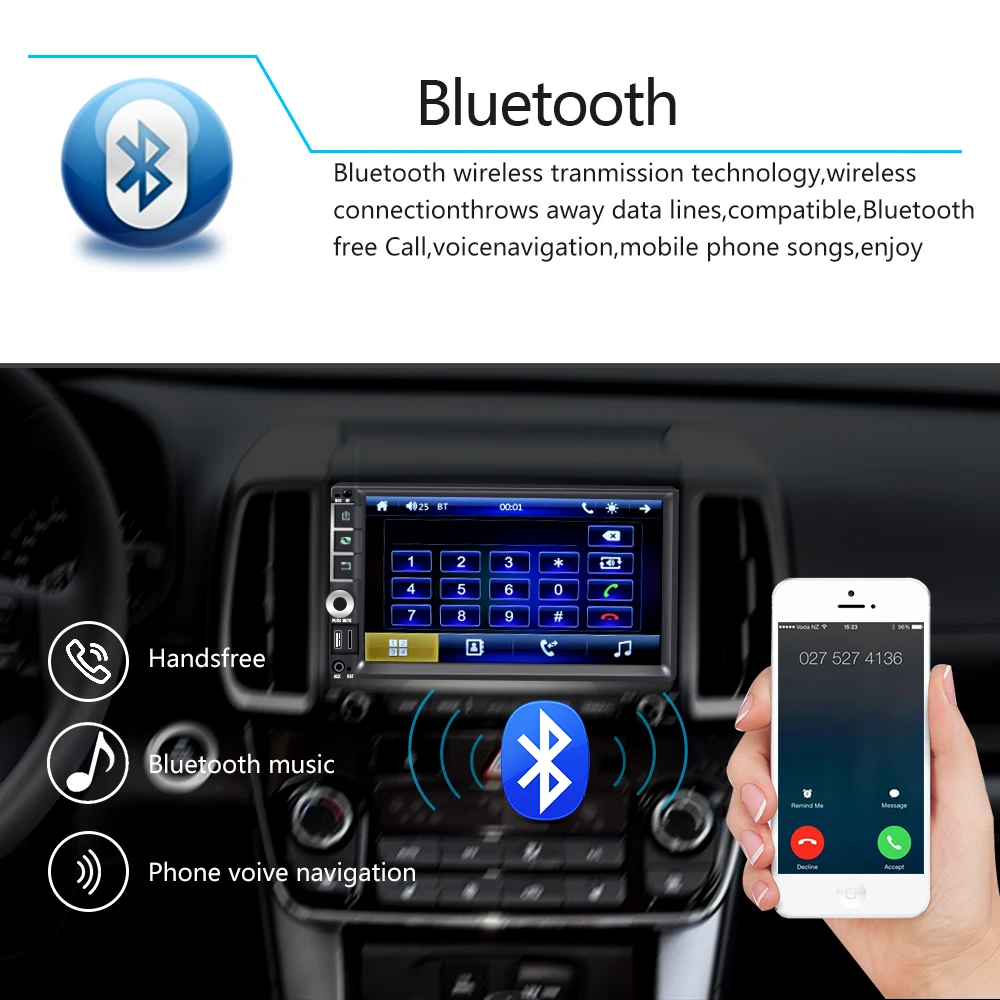 AMPrime 2 din автомобильный радиоприемник " автомобильный мультимедийный Bluetooth Mirrorlink аудио стерео радио FM USB AUX MP5 плеер с задней камерой аудио