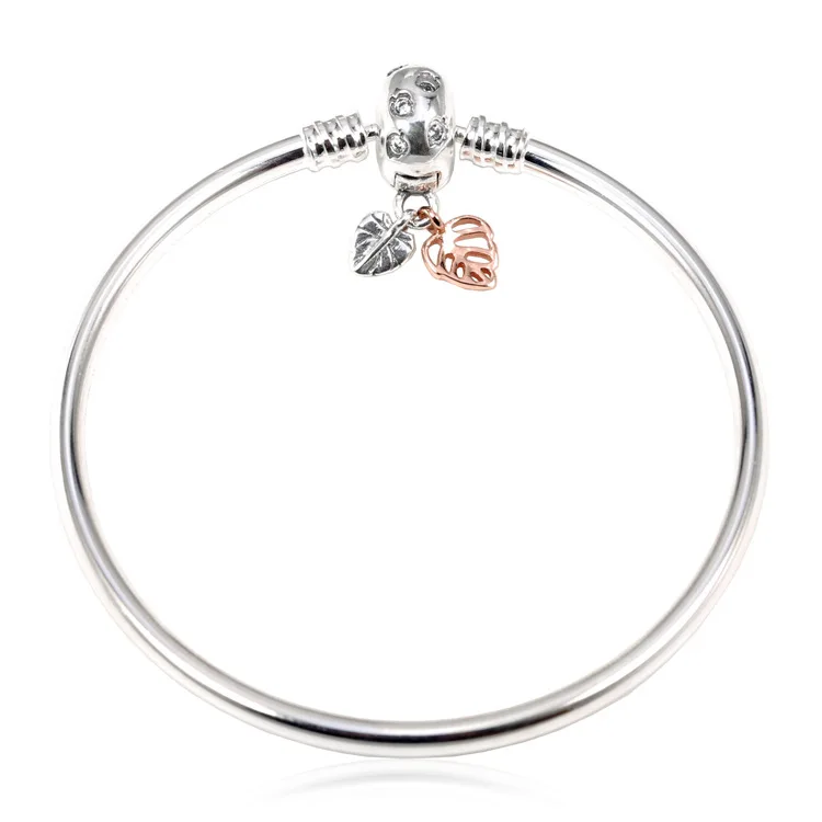 Подлинный 925 пробы серебряный браслет Moments Leaves& Snake браслет цепочка подходит для женщин шарик шарм Diy ювелирные изделия