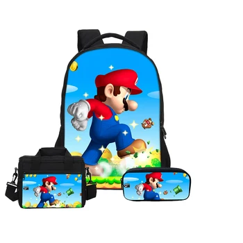 

3pcs Set Super Mario Prints School Backpack For Girls Student School Bags Boys Cool Bags Kids Backpack Girls Mochila Infantil
