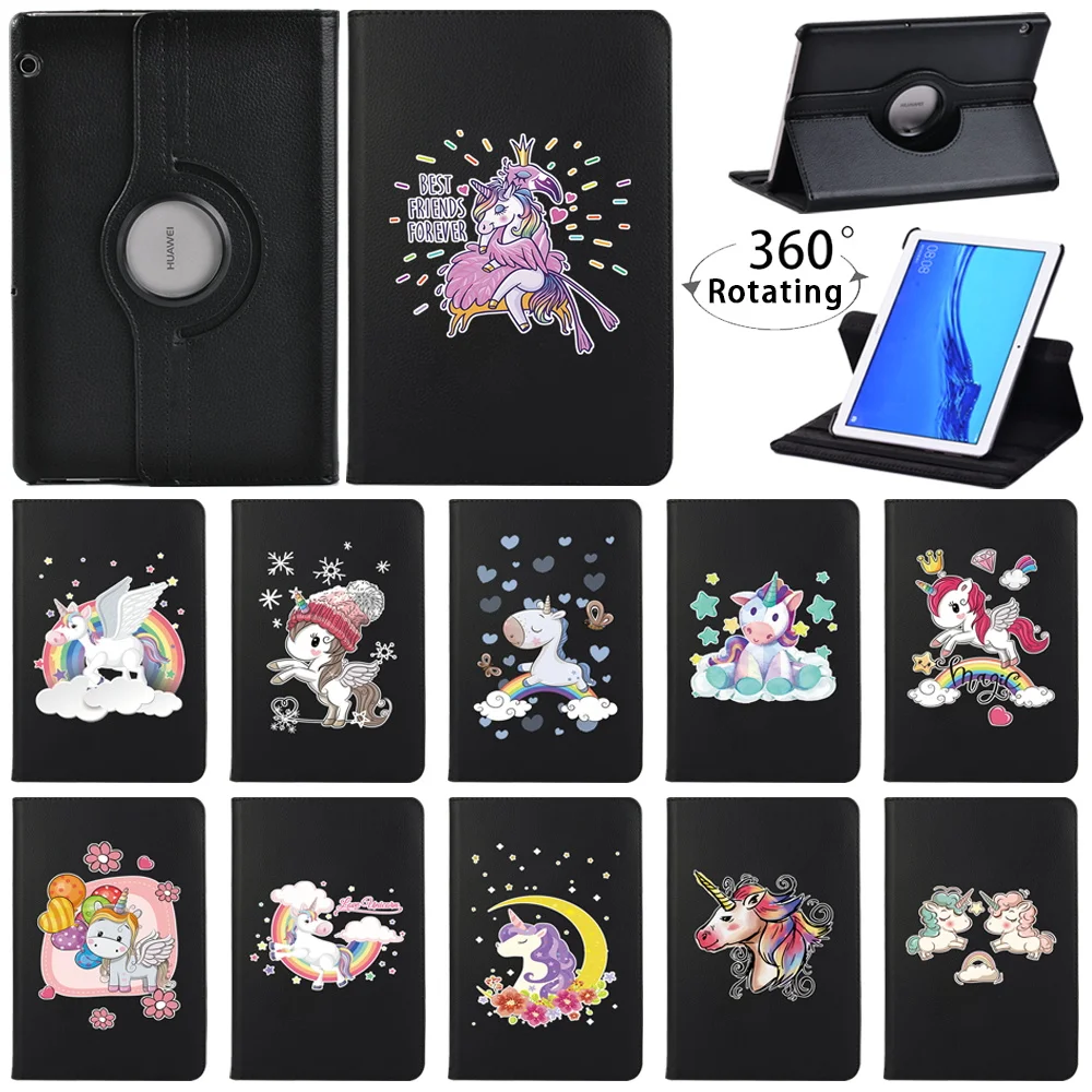 

360 Degree Rotating PU Leather Flip Cover Case for Huawei MediaPad T3 10 9.6"/T5 10 10.1" Tablet Case