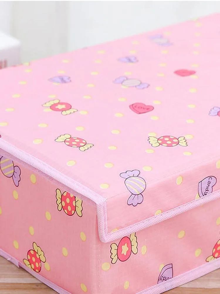 Cherry Pattern Storage Boxes Oxford Fabric Closet Organizer For Scarfs Socks Cover Wardrobe Drawer Separated Clothes Storage Box 6