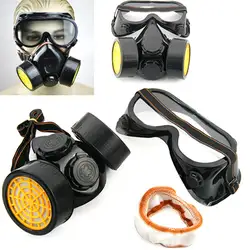 Новая полулицевая противогаз с анти-противотуманные очки N95 маска от химической Пыли Фильтр дыхательные респираторы для Аэрограф сварки