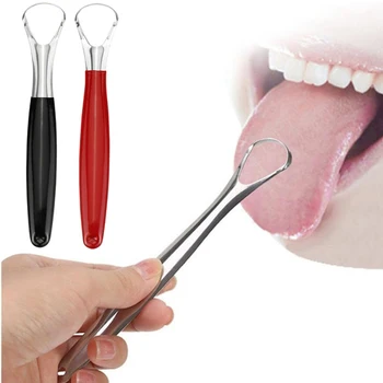 

Stainless Steel Portable Reusable Tongue Scraper Oral Tongue Cleaner Cooler Sweeper Brush for Adults Oral Hygiene Care Tool