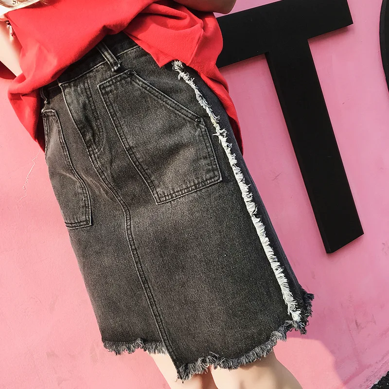 

Summer High-waisted Denim Skirt Skirt Women's Slim Fit Slimming A- line Short Skirt Asymmetric Skirt Skirt
