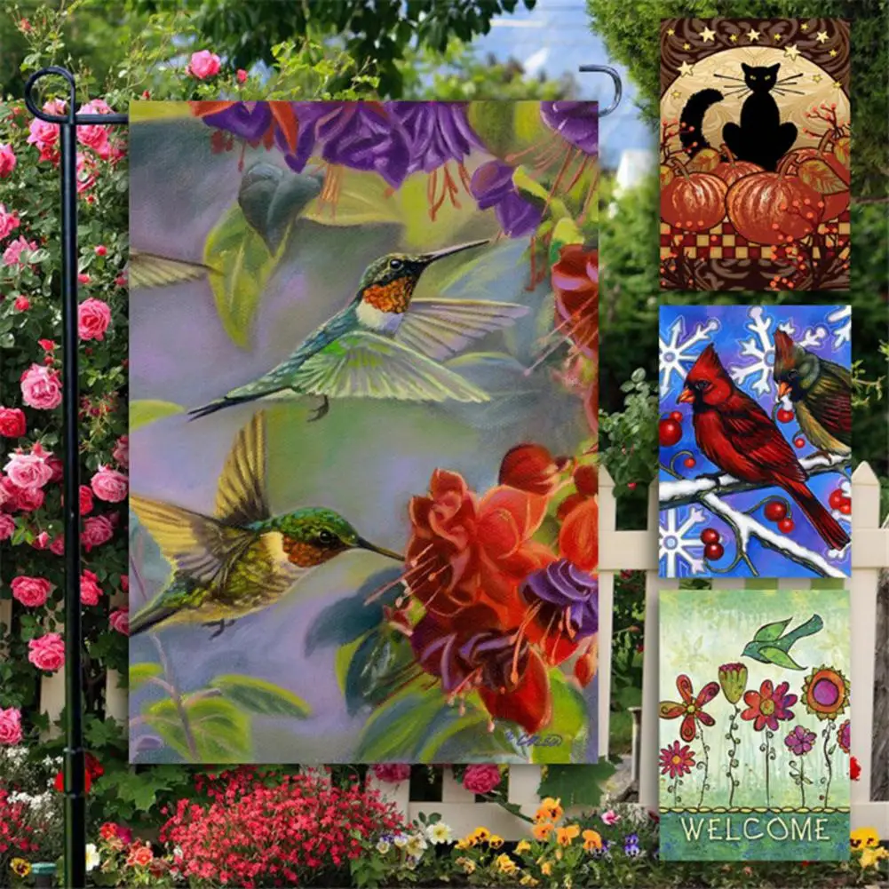 

New Arrival 2020 Fashion Hello Spring Garden Flag Indoor Outdoor Home Decor Bird Flowers Flag For Home Decor High Quality