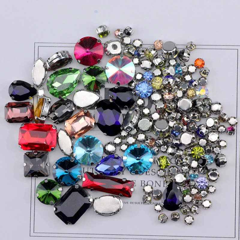 

130Pcs/bag Crystal Colorful Sew on Rhinestone Claw for DIY Party Dinner Dress Accessories