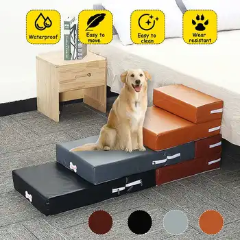 

Breathable Foldable Leather Pet Stairs For Old Dog Pet Bed Stairs Dog Ramp 2 Steps Ladder Small Dogs Puppy Cat Bed Cushion Mat