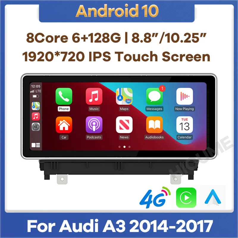 Автомагнитола 8 дюйма/10 25 дюйма 6 ГБ + 128 Android 10 мультимедийный плеер с GPS-навигацией