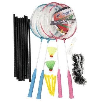 

High Quality Badminton Set Rackets tenis infantil menino plastic handle A suit of four person Shuttlecocks/Net for Family2020