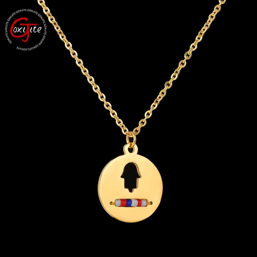 colgante redondo collar chico chica mano hueca oro Color cuentas encanto cadena collares accesorios de joyería|Collares colgantes| AliExpress