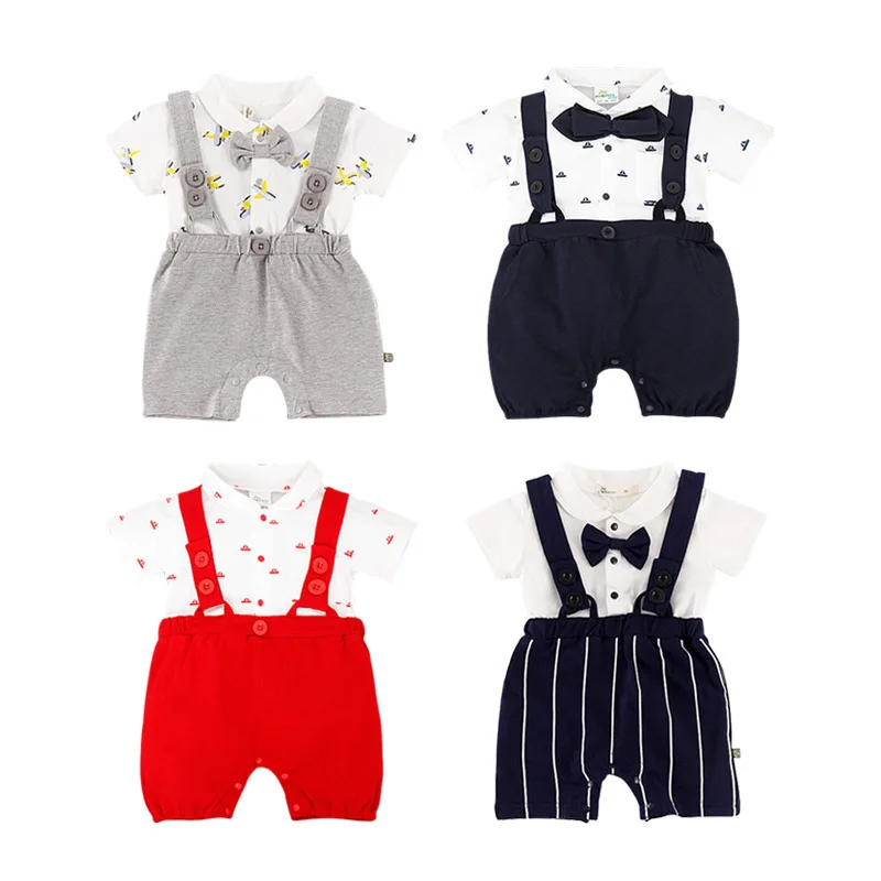 

Best selling belt jumpsuit newborn baby boy girl striped jumpsuit baby jumpsuit bow tie clothes baby clothes 2019 spring