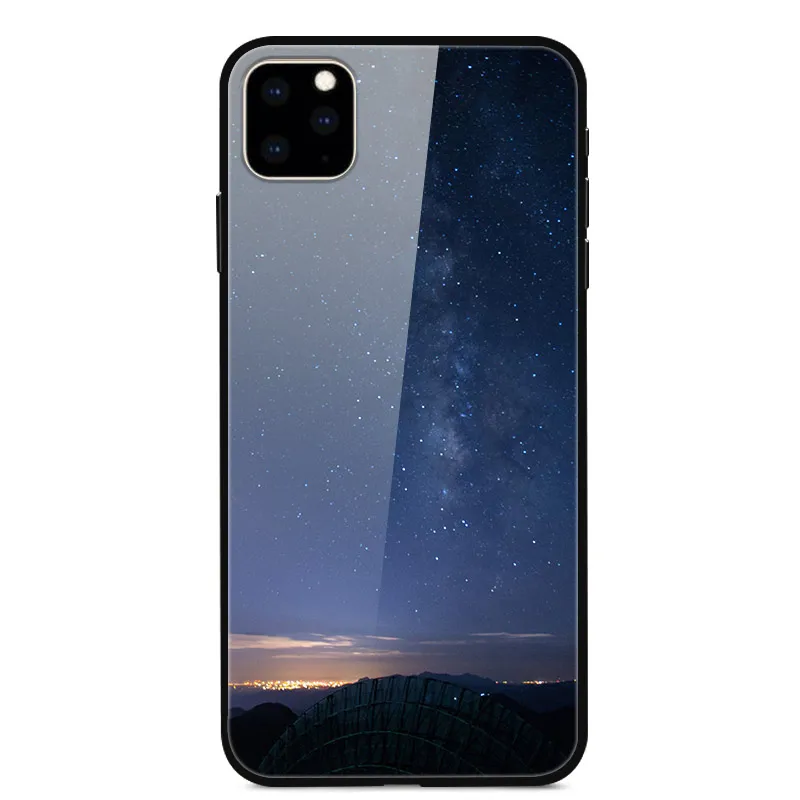 Для iPhone 11 Pro Max Чехол Стекло задняя панель ПК Жесткий Чехол для iPhone 11 11Pro чехол с космос ТПУ бампер для iPhone11 Pro Max чехол для телефона