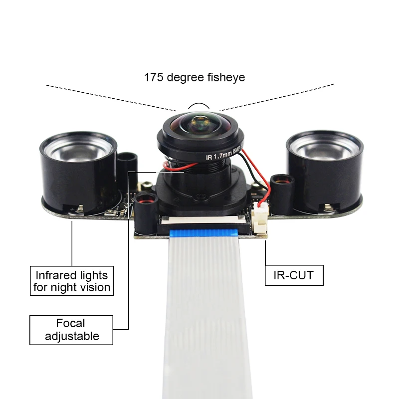 Câmera com Visão Noturna Raspberry pi Segunda Câmera Focal Ajustável 5mp Olho de Peixe Interruptor Automático Dia-noite para Raspberry pi Modo b Mais 4b Acessórios p/ quadro de demonstração - Imagem 2