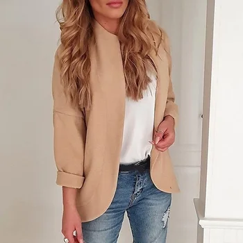 

Notched Blazer Feminino women Long Sleeve Irregular Casual Patchwork Cardigan Blazer Mujer 2019 Autumn Ladies Loose Office Suit