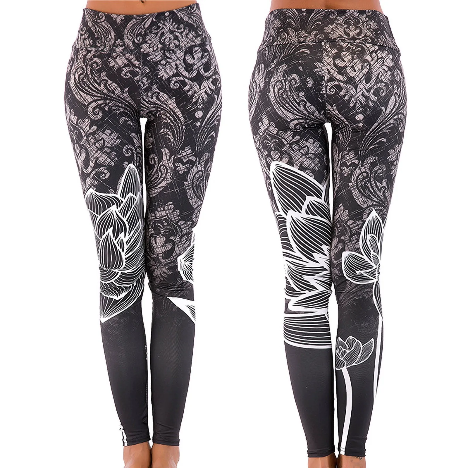 Women's Digital Geometric Print Fitness Leggings Elastic Push Up