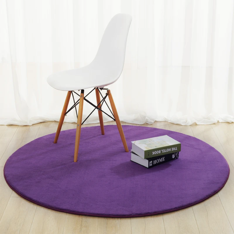 Simple round carpet bedroom coffee table living room bedside blanket tapestry basket home solid color hanging chair cushion - Color: 8