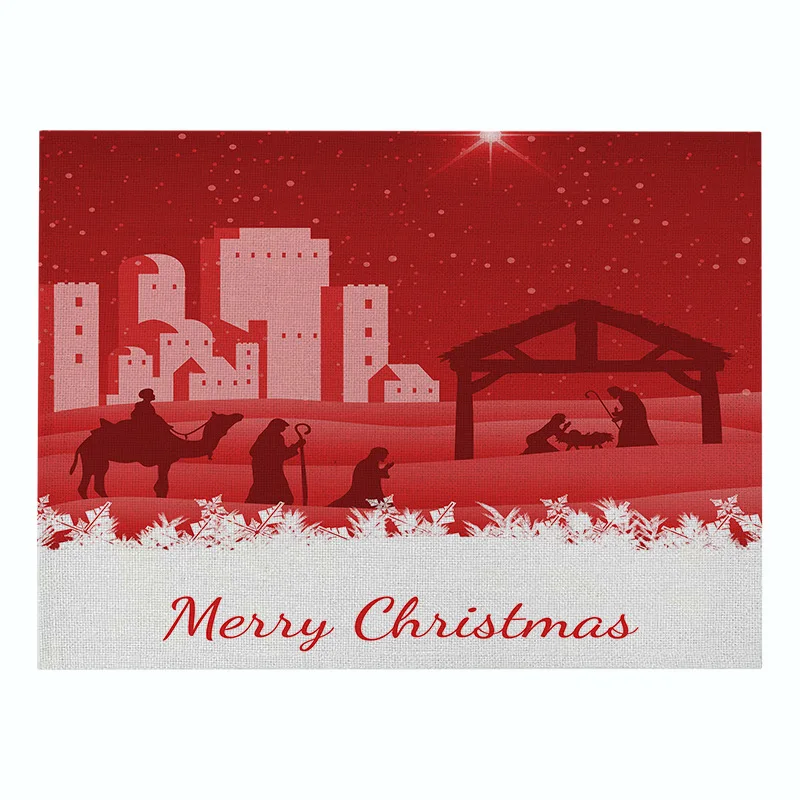 Рождественские подстилки-салфетки под тарелку льняные Нескользящие коврики кухонные аксессуары декоративные Салфетки сервировочные каботажное судно Корк салфетки - Цвет: 7