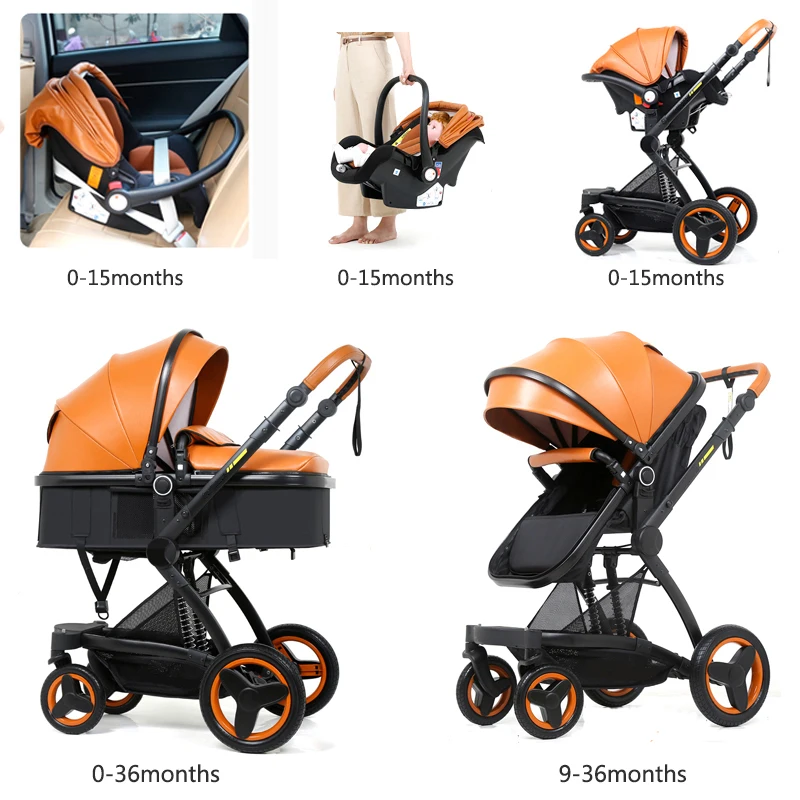  3 in 1 Baby Stroller Cortical bi-directional Stroller High-view Shock Absorber Stroller Foldable Ne