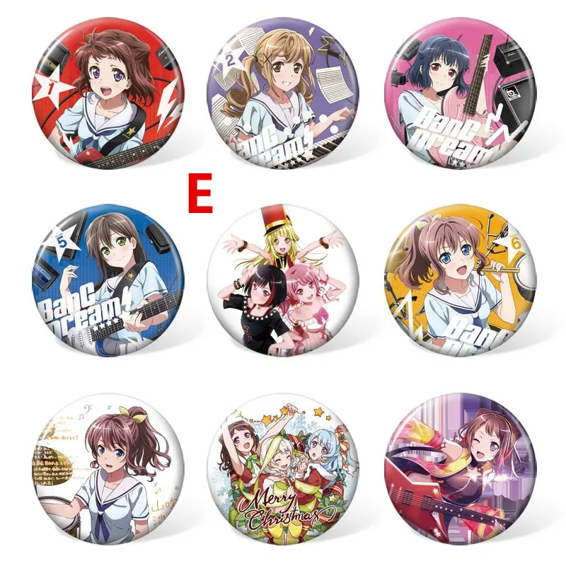 9 шт. в наборе, bang Dream! Пуговица Кнопка значок 2,"(5,8 см - Цвет: E