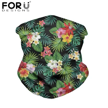 

FORUDESIGNS Hibiscus Hawaiian Flower Tropical Print Bandanas Scarves Fashion Women Light Soft Neckerchief Balaclava Face Masks