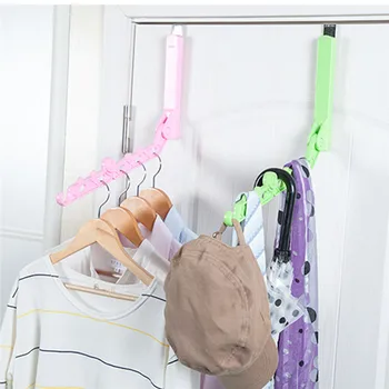 

Door Hanging Foldable Clothes Hanger Magic 5 Hole Hanger Rack With Hook Space Save Clothing Tie Organizer Creative Drying Rack