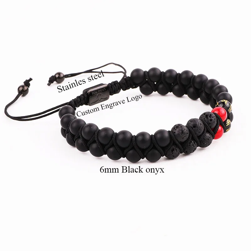 New Design Natural Lava Stone Black Onyx Tibetan Beads Braided Macrame Adjustable Bracelet Women Men - Image 2
