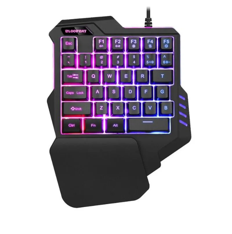 Keyboard only Игровая клавиатура для мобильного телефона, клавиши для записи макросъемки, 35 клавиш, мини usb, одна рука, 6400 dpi, проводная мышь, комбо, 7 цветов, подсветка - Цвет: Keyboard only