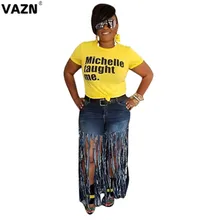 VAZN SN3670 Новинка Популярная мода с кисточками плюс размер молния Джокер высокий уличный стиль однотонные женские джинсовые широкие брюки