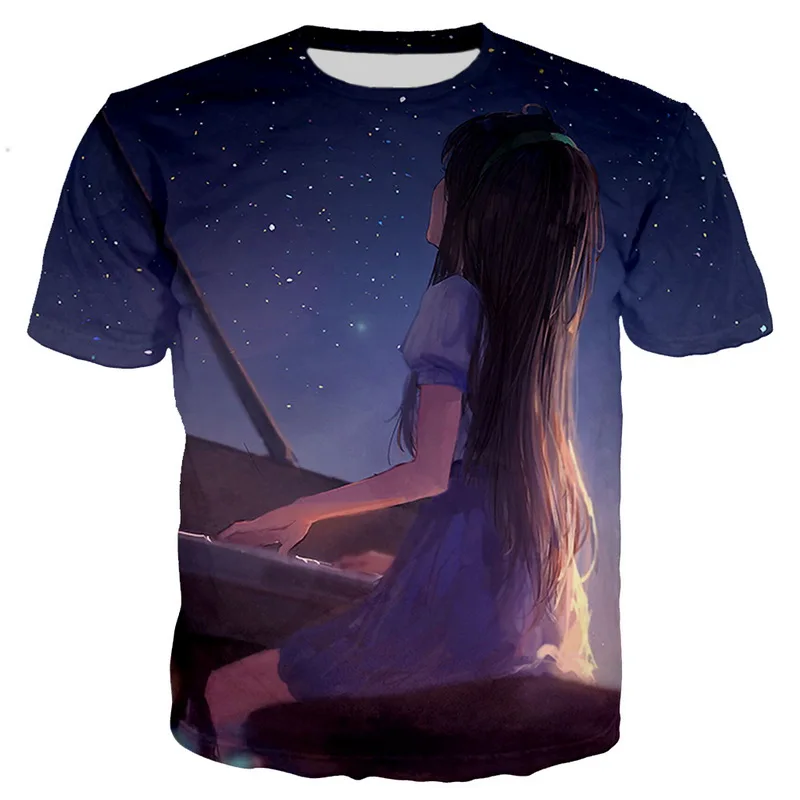 

Multi-style Cartoon Girl Pattern 3D Print Tee Summer O-Neck Men's Scenery T-Shirt Casual Short Sleeve T-Shirt Tops S-4XL