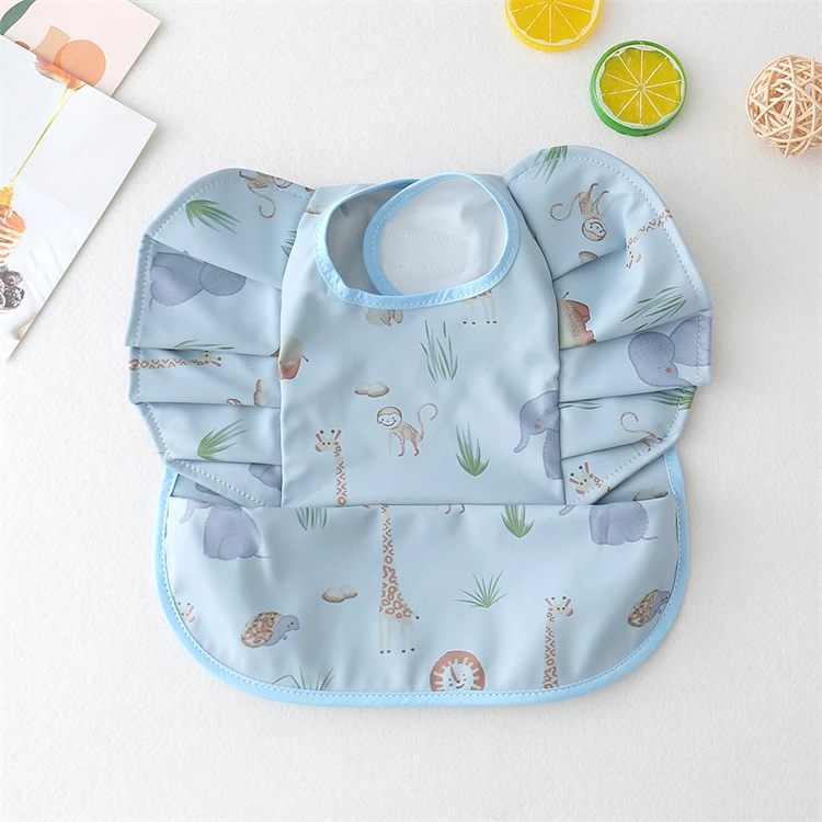 Baby Accessories luxury	 Baby Bibs INS Nordic Style Angel Feed Pocket Burp Girl Boy Infant Meals Bib Waterproof Easy Clean Cute Elephant Bibs Soft PU accessoriesbaby eating 