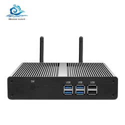HTPC – Mini PC Windows 10/Linux, Intel Core i3 7100u/i5 5200u/Celeron 3855U, DDR3L, HD, VGA, wi fi, Fanless, ordinateur de bureau, avec 6 ports USB 