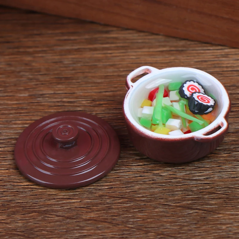 Hot Pot 1:12 Dollhouse Miniature Metal Cooking Soup Pot Cookware Dollhouse Kitchen Accessories Miniature 16