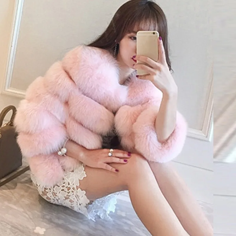 6XL женское меховое пальто высокое-зимнее из искусственного лисьего меха в стиле пэчворк короткое пальто Женская зимняя меховая куртка парка V148