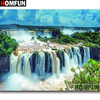 

HOMFUN Square Round Drill 5D Diamond Painting Environmental Crafts Full Diamond Embroidery "Waterfall scenery" Home decor A27609