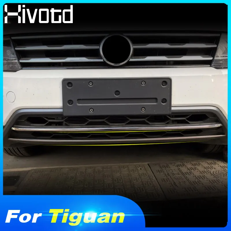 

Hivotd For VW Tiguan 2019 2018 2017 Car Front Bottom Bumper Molding strip Racing Grill Stainless Cover Sticker trim Car styling