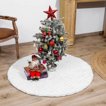 

2020 Christmas Tree Skirt Plush Mat Home Xmas Floor Decor Ornament Party