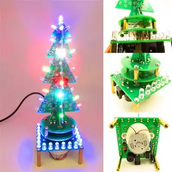 

DIY Rotating Colorful Music Christmas Tree LED Flashing Light Kit Electronic DIY Production Parts Decor Lantern Night Lamp