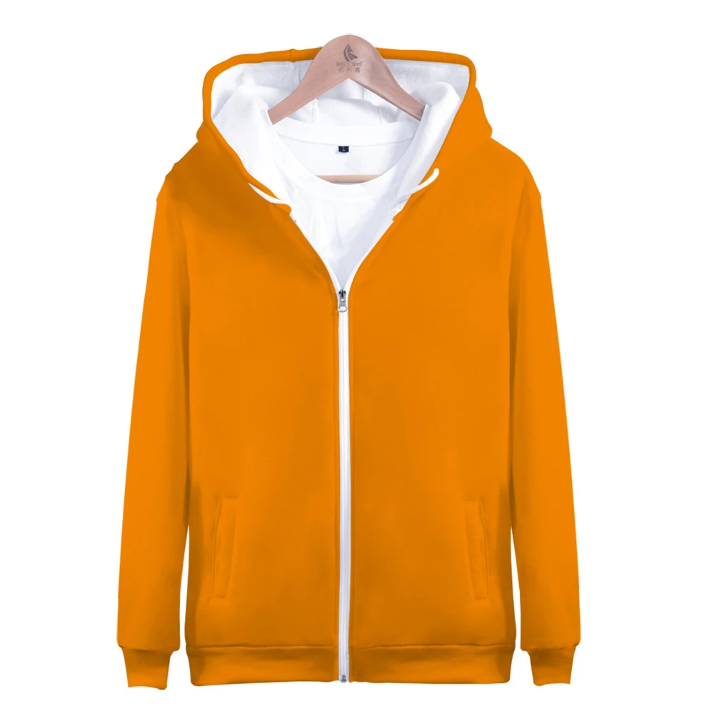 Толстовки с капюшоном на молнии, мужские свитшоты на заказ, цветная Толстовка градиентной расцветки, мужские/женские одноцветные толстовки с капюшоном для мальчиков/девочек, оранжевые пальто с 3D молнией