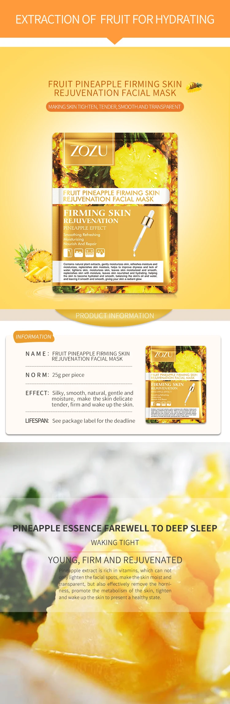 Private Label Wholesale ZOZU Fruit Mango pineapple pitaya mangosteen Natural organic Moisturizing Nourishing face mask
