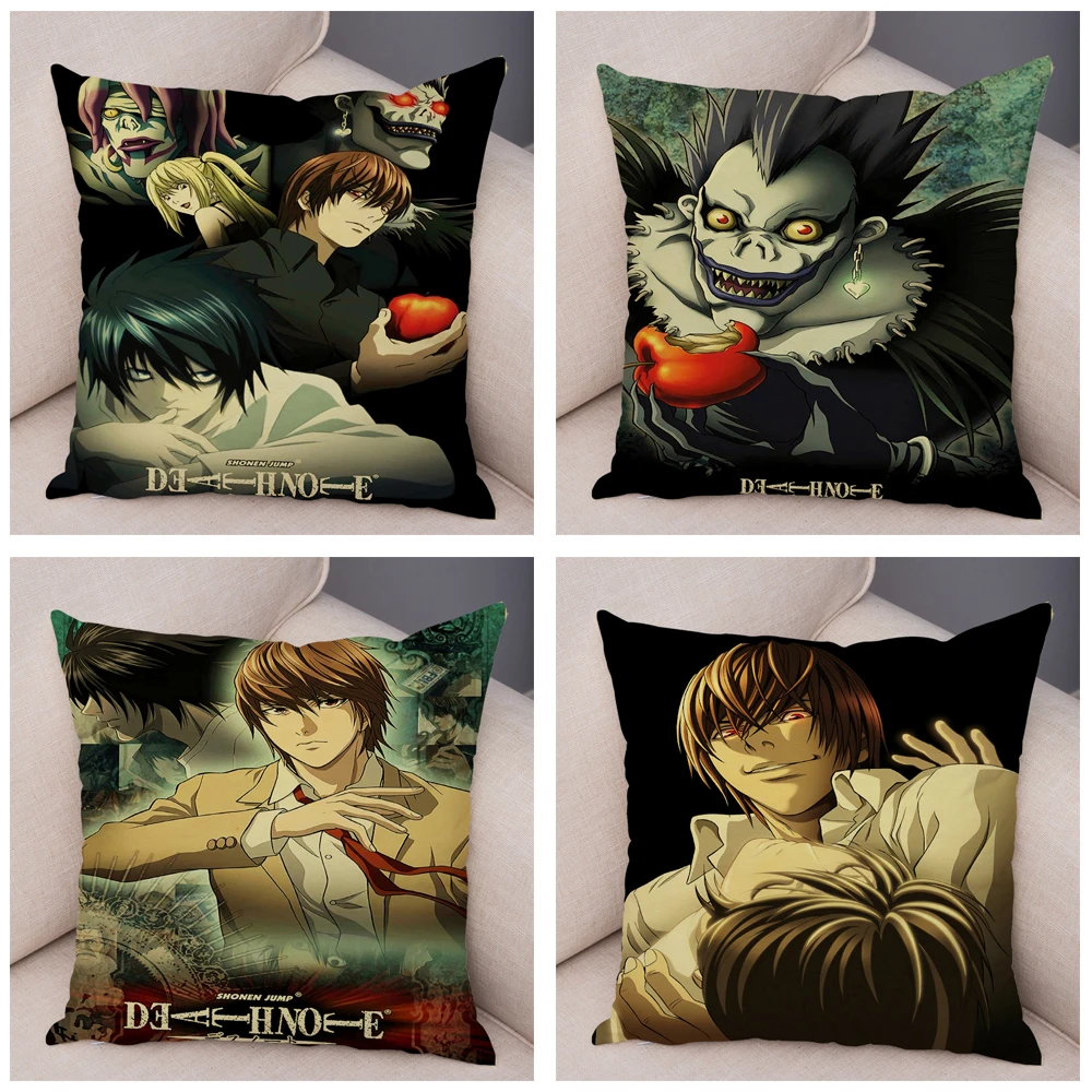 Death Note Cushion Cover for Sofa Home Children Room Decor Cartoon Classic Anime Print Pillowcase Soft Plush Pillow Case 45x45cm