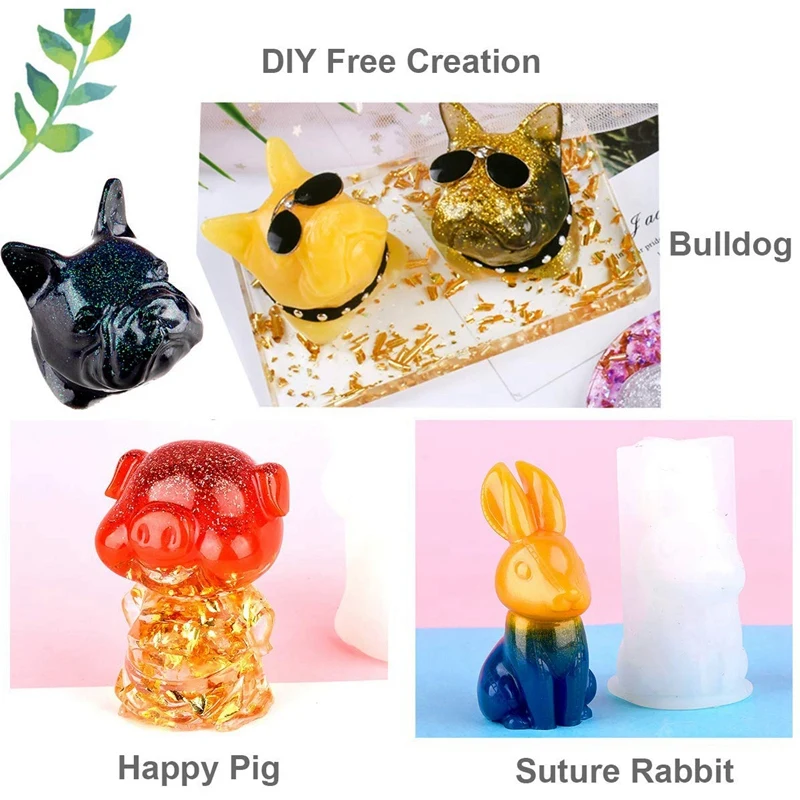 Формы из смолы для животных, DIY3D набор инструментов для литья из смолы для животных включает в себя 7 ПОЛИМЕРНЫХ силиконовые формы для выпечки в виде животных 2 мерных стакана 10 деревянных палочек