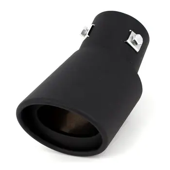

60mm Oval Curved Tip Exhaust Silencer Rear Tube Black